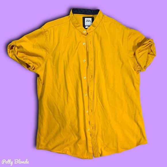 Zara Shirts Zara Yellow Short Sleeve Button Down Poshmark